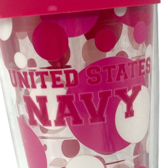 TERVIS- Tumbler 24oz. United States Navy Pink Polka Dots Pink Lid Breast Cancer - Picture 2 of 3